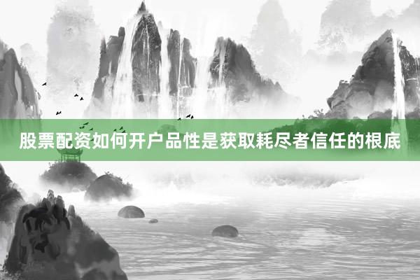 股票配资如何开户品性是获取耗尽者信任的根底