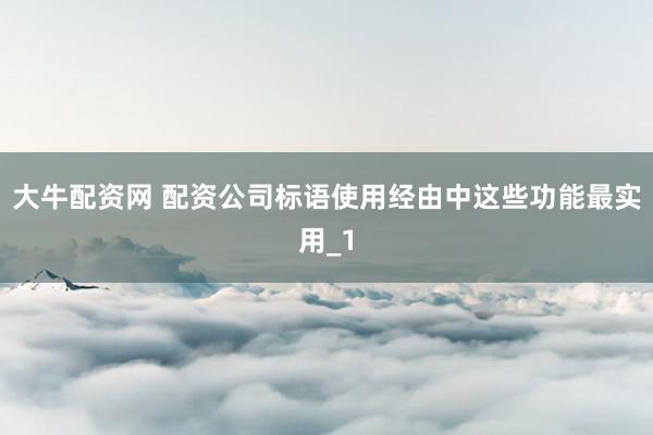 大牛配资网 配资公司标语使用经由中这些功能最实用_1
