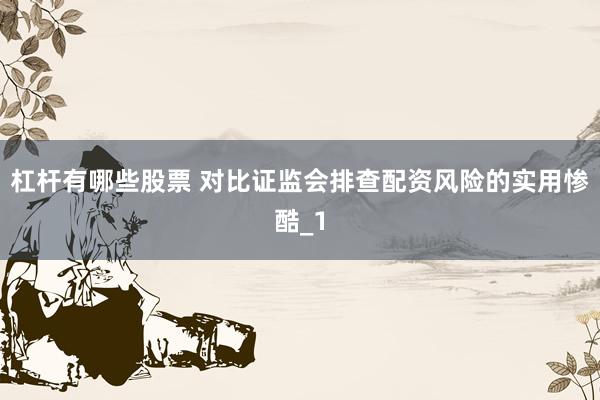 杠杆有哪些股票 对比证监会排查配资风险的实用惨酷_1